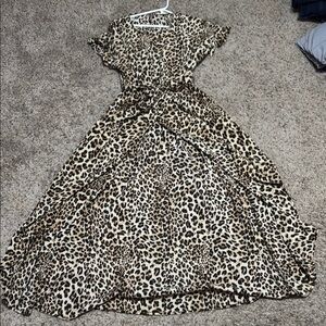 Main Strip Leopard Print Maxi Dress